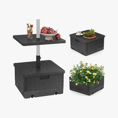 The Range 3-in-1 Patio Umbrella Base Coffee End Table - Black