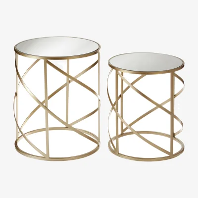 The Range Avantis Set Of 2 Swirl Frame Tables - Gold