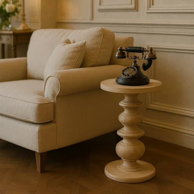 The Range Solid Wood The Bellis Marble Accent Table - Brown & White