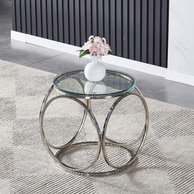 The Range Modern Tempered Glass Tabletop Coffee Side Table With Chromed Legs - Silvery / 9.5kg