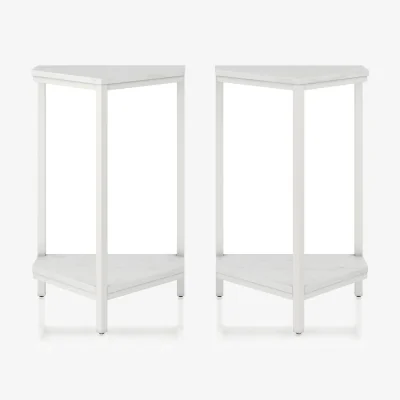 The Range CL Scarlett End Table Set White Marble - White