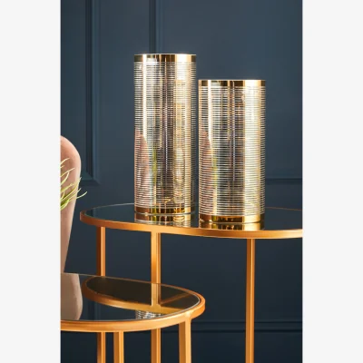 The Range Avantis Gold Finish Set Of 2 Oval Side Tables - Gold