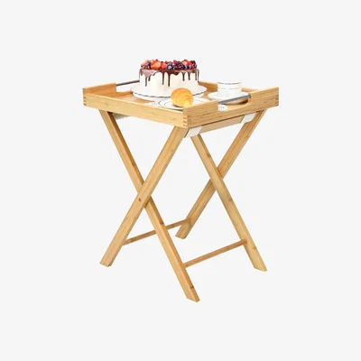 The Range Bamboo Folding Side Table - Brown