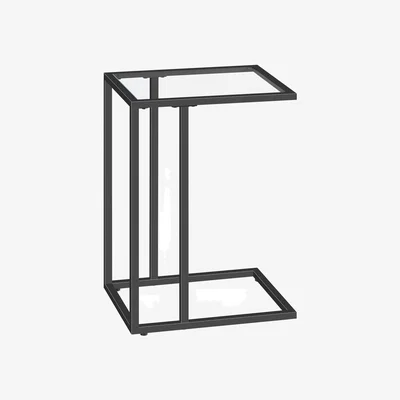 The Range Tempered Glass C Shape Metal Side Table Black - Black