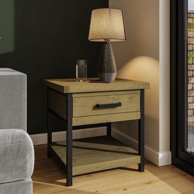 The Range 1 Drawer Storage Side Table Solid Driftwood Lacquered Pine - Driftwood Pine