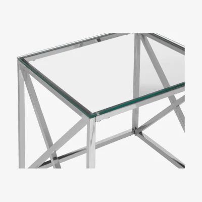 The Range Allure End Table With Cross Base - Silver