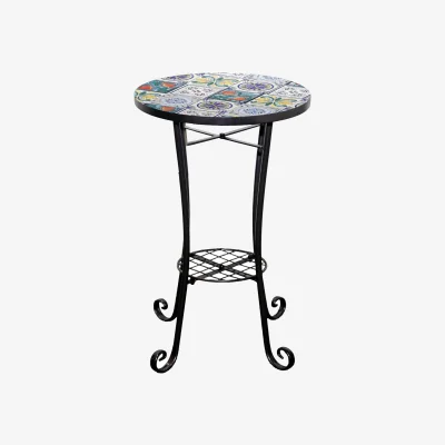 The Range Mosaic Plant Stand Side Table - Multi Color frame with mosaic tile seat