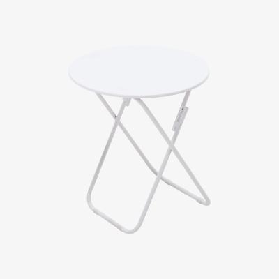 The Range Foldable Round Wooden Dinner Side Table Garden Camping - White / 70cm
