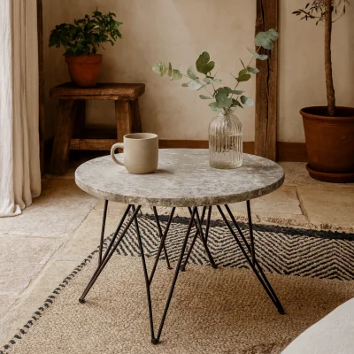 The Range Toulouse Marble Effect Round Side Table - Grey