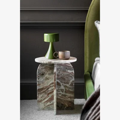 Rockett St George White Marble Round Side Table