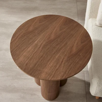 The Range Sutton Wood Round Side Table - Walnut