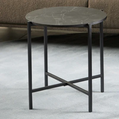 The Range Lamoine Round Side Table in Matt Black - Black