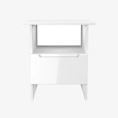 The Range Milan Ready Assembled Bottom Drawer Lamp Table - White Gloss & White Matt