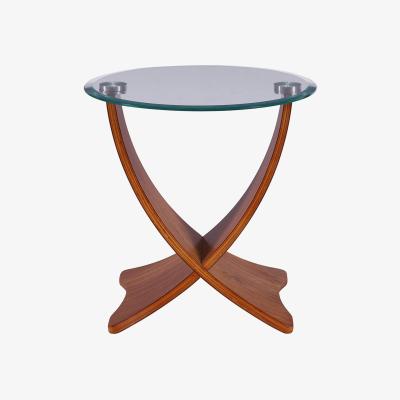 The Range Round Glass Top Lamp Table - Walnut