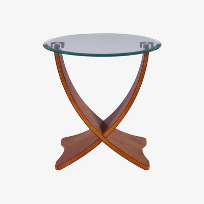 The Range Round Glass Top Lamp Table - Walnut