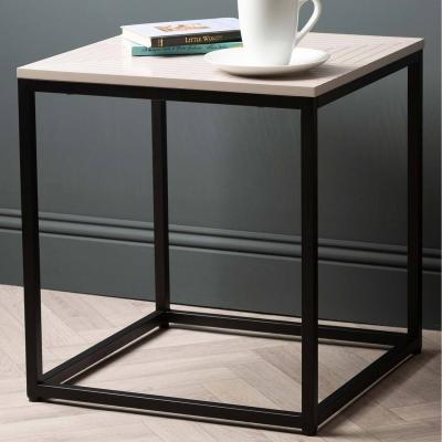 The Range Metal Black Sofa Side Table with Wooden Top - Black/Grey