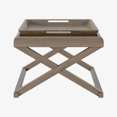 The Range Wyld Haus Lucca Grey Aged Oak Cross Frame Tray Side Table - Grey