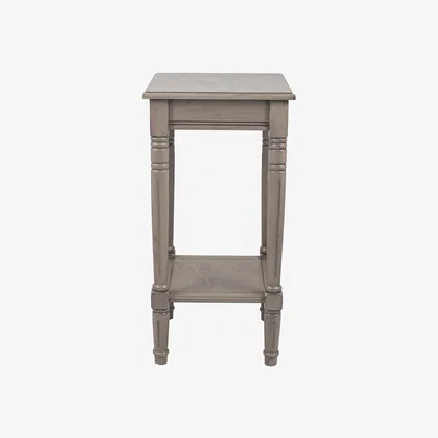 The Range Heritage Pine Wood Accent Table with Shelf - Taupe