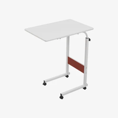 The Range Height Adjustable Overbed Mobile Table - White