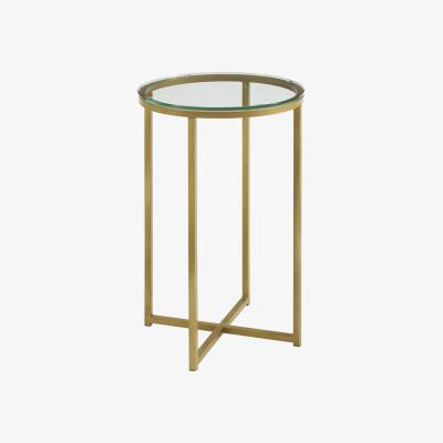 The Range Rosa Round Side Table - Glass & Gold