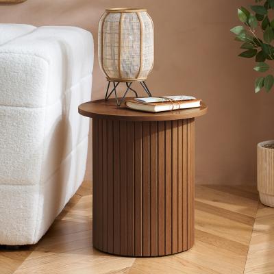 The Range Fluted Side Table Axel Birlea Ribbed Curved - Walnut