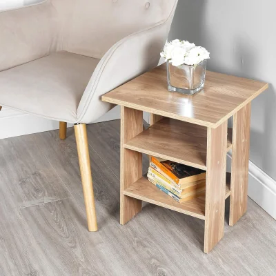 The Range 2 Tier Wooden Side End Table Nightstand Furniture Living Room Bedroom Storage - Oak