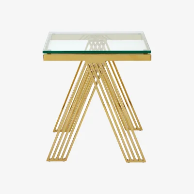 The Range Piermount Gold Finish Side Table - Gold