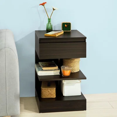 The Range SoBuy Bedside End Table with Drawer - Brown