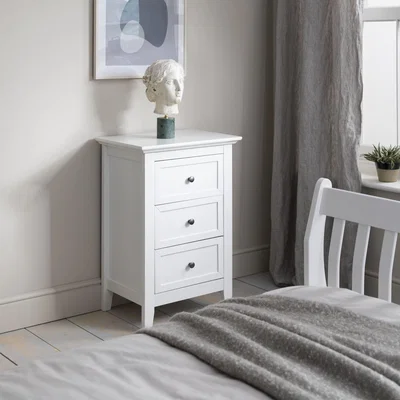 The Range Karlstad Side Table Chest 3 Drawer - White
