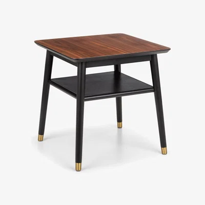 The Range Findlay Lamp Table With Shelf - Walnut and Black