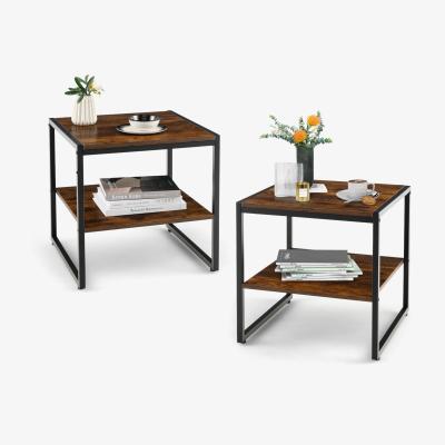 The Range Costway End Table Set of 2-Rustic Brown - Rustic Brown