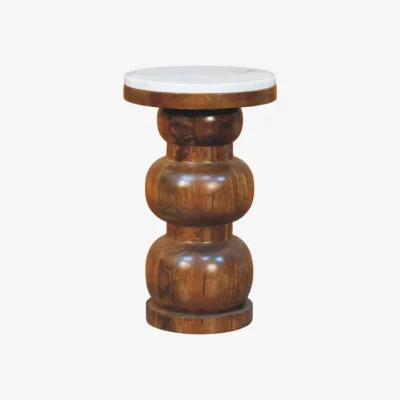 The Range Solid Wood Marble Top Bulla Side Table - Brown
