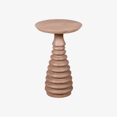 The Range Lizar Cane Solid Mango Wood Side Table - Natural