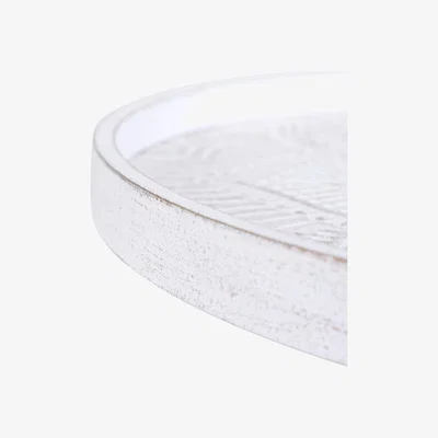 The Range Flower Eteched Side Table with Saucer Top - White & Gold