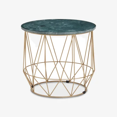 The Range Mandoli Green Side Table With Gold Frame - Green