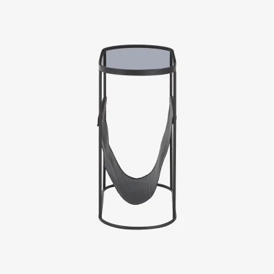 The Range Trento Side Table With Grey Glass Top - Black