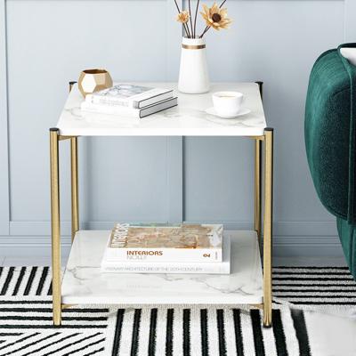 The Range Marble Square Double Tier One Night stand - White