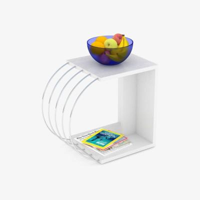 The Range Case Side Table White and Chrome - White & Chrome
