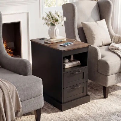 The Range Narrow Side Table with Open Shelf
