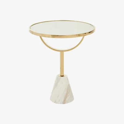 The Range Oria White Glass and Marble Base Side Table - White