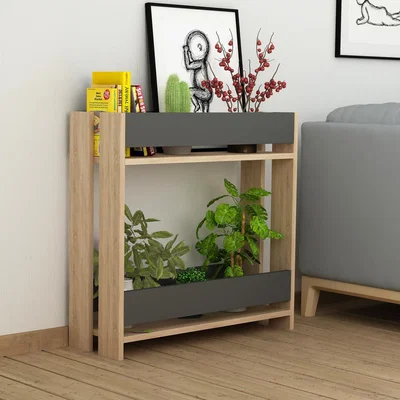 The Range Massi Modern Plantstand - Oak - Anthracite Grey