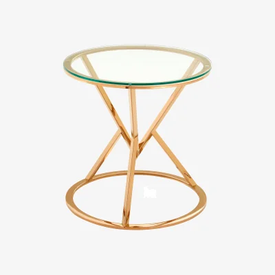 The Range Allure Corseted Round Rose Gold End Table - Gold
