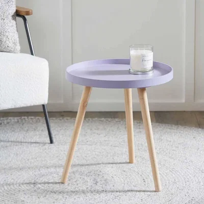 The Range Round Scandi Wooden End Table - Lavender