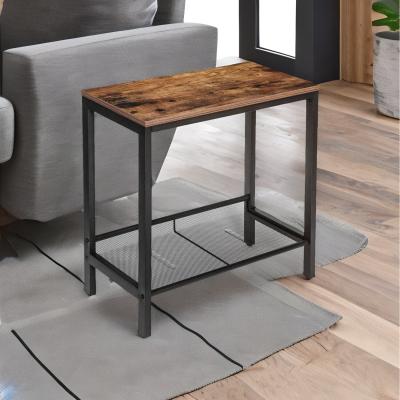 The Range Small Side Table with Flat or Slant Adjustable Shelf - Brown