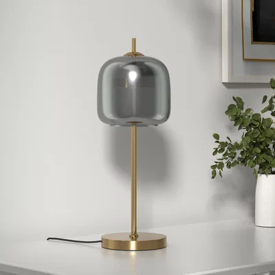 The Range Smoked Glass Bedside Table Lamp Brass Base - Gold