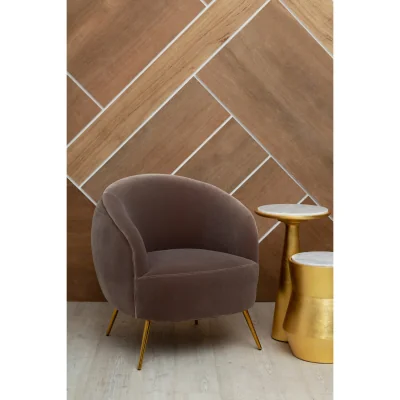 The Range Lino Small Gold Drum Side Table - Gold