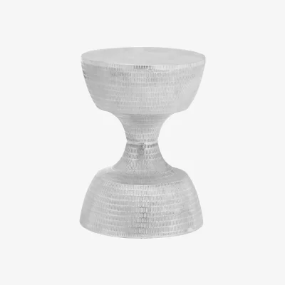 The Range Matin Small Textured Aluminium Side Table - Silver
