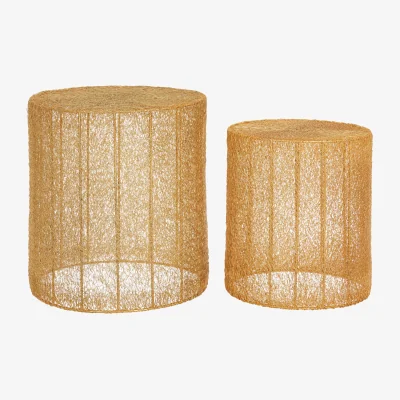 The Range Templar Gold Finish Mesh Set of 2 Round Side Tables - Gold
