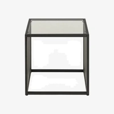 The Range Strington Side Table in Black with Glass Top - Black & Glass
