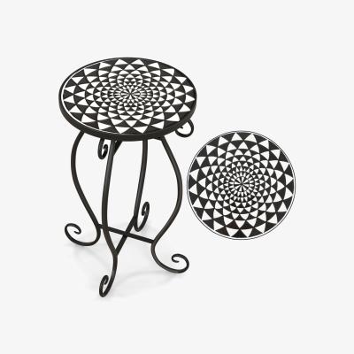 The Range Mosaic Round End Side Table - Black